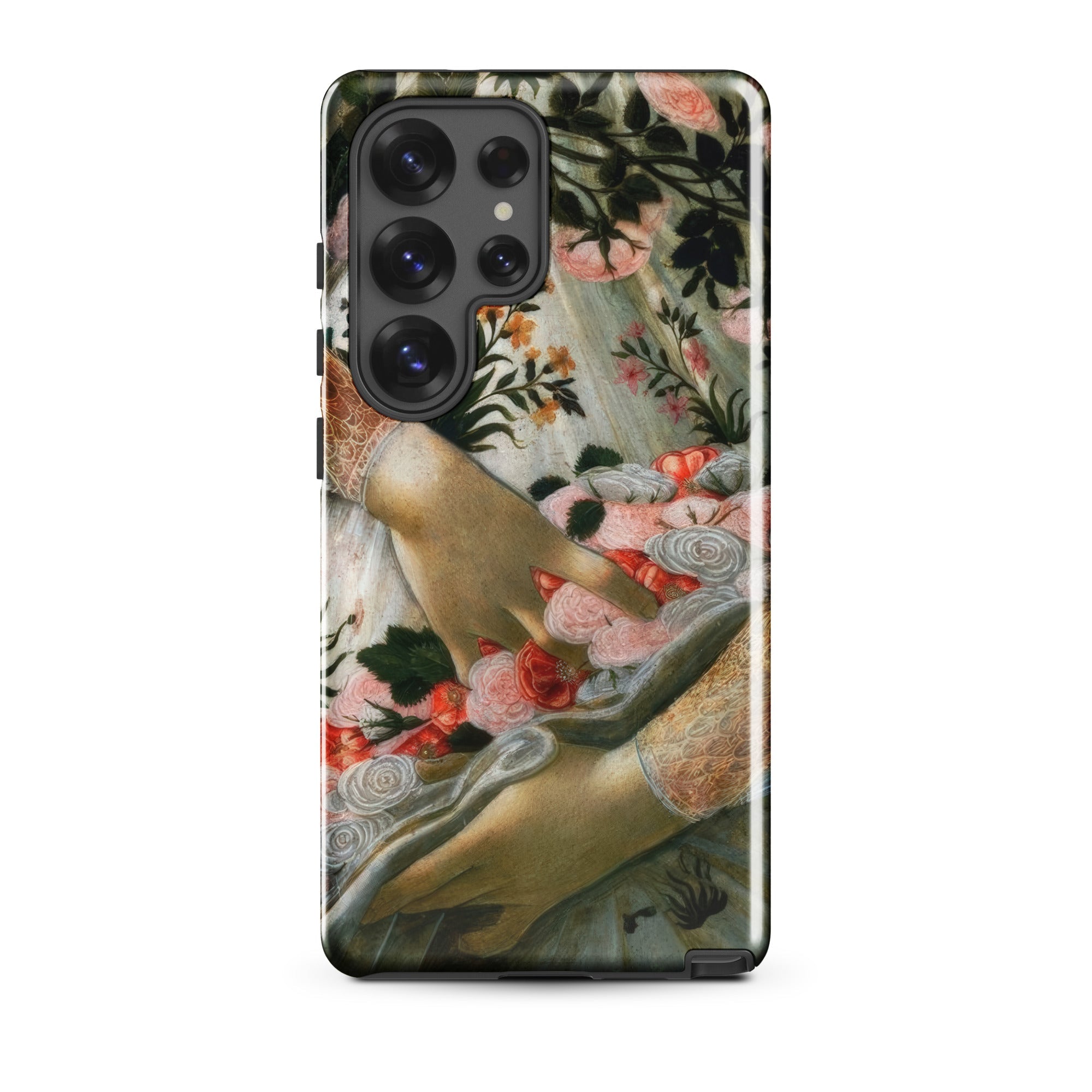 La Primavera Sandro Botticelli Samsung Case, Galaxy S25 Ultra / Gloss, Smartphone Case Detailed Artistic Rendition Hands Bouquet Flowers