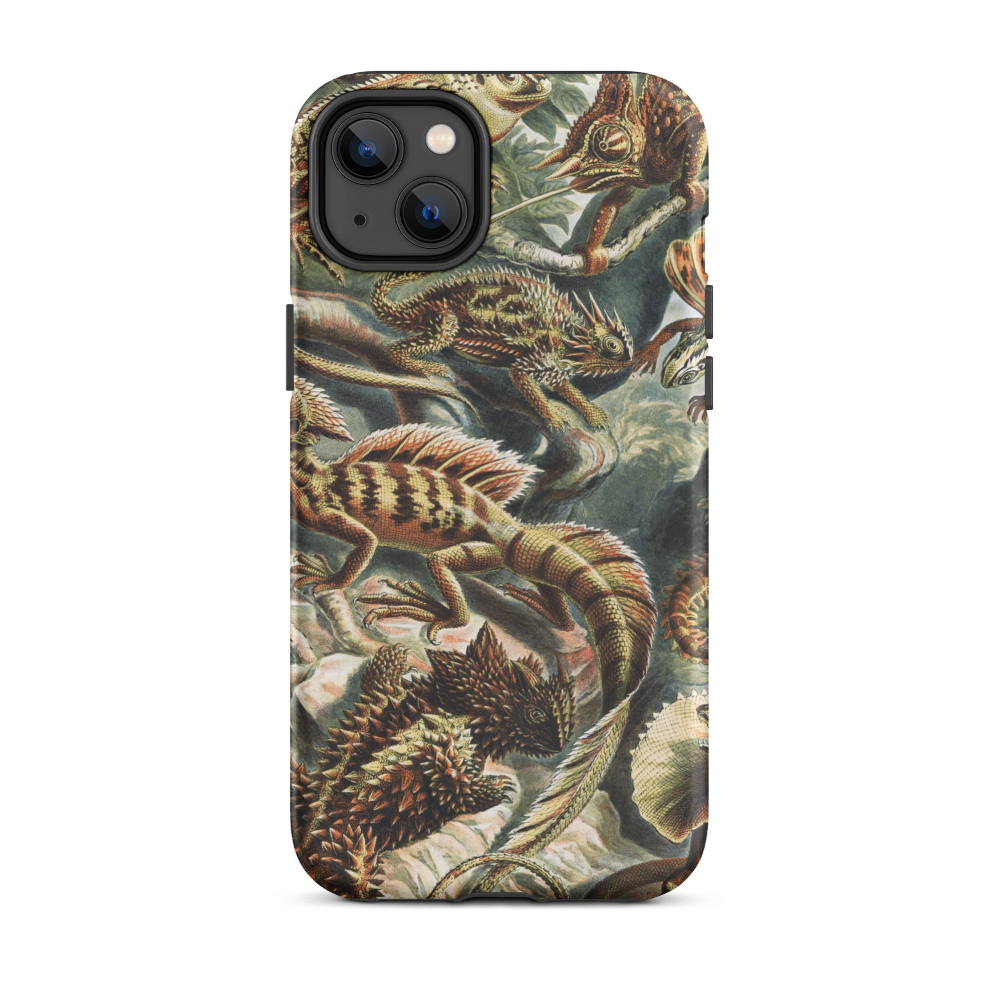 Lacertilia - Ernst Haeckel Lizard Taxonomy Iphone Case, 14 Plus / Matte, Chameleon-patterned Phone Case