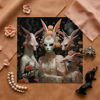Ladies who Lunch - Alien Renaissance Art Print / Canvas Square Art Print Three Ethereal Pale-skinned Figures Long Fine Paper, Print, Bold