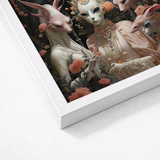 Framed Artwork Ethereal Pale-skinned Figures Elongated Ears Ornate Fine Art Paper, Print, Bold Statements