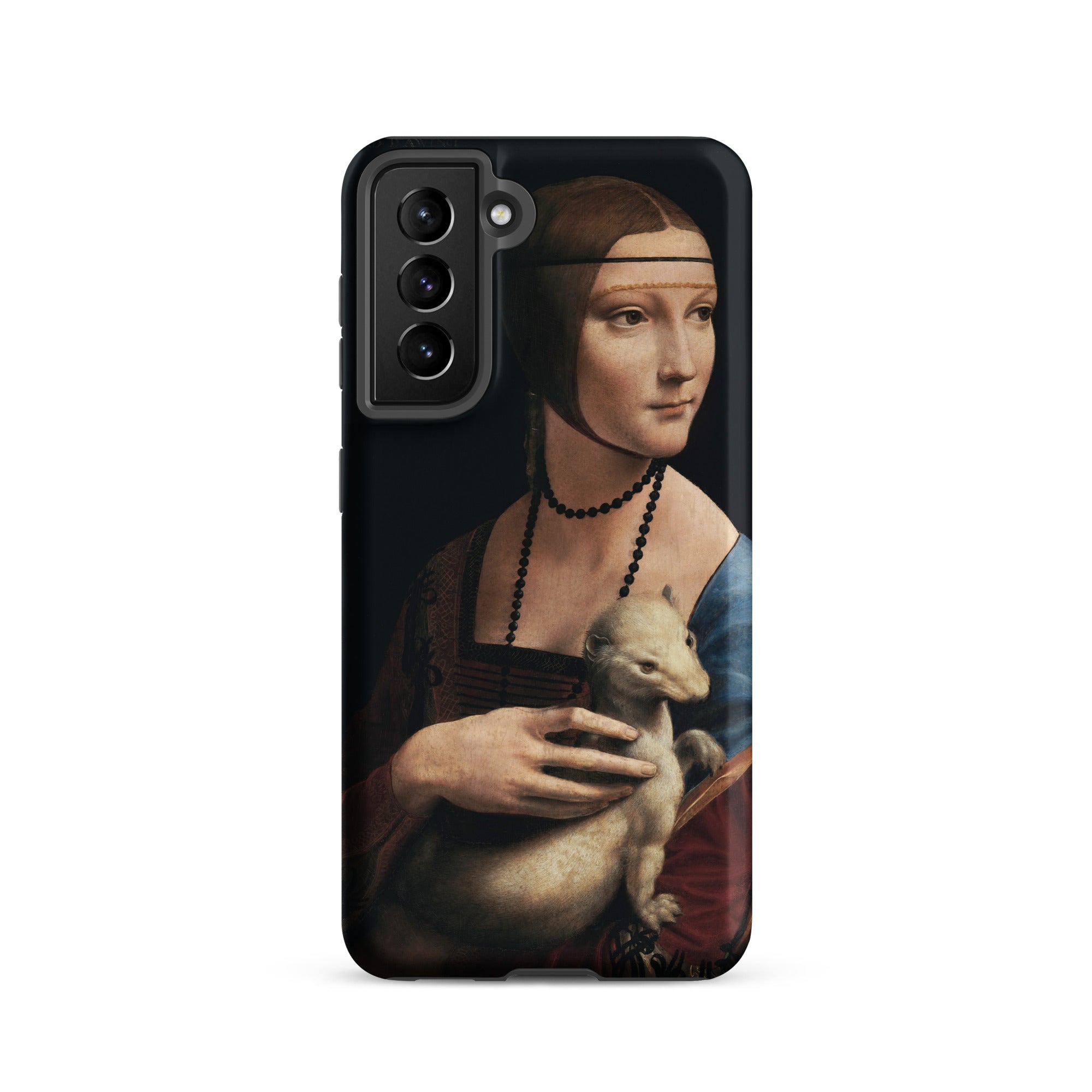 Lady with an Ermine Leonardo Da Vinci Samsung Case, Galaxy S21 / Matte, Black Smartphone Case Classical Painting Woman Ermine