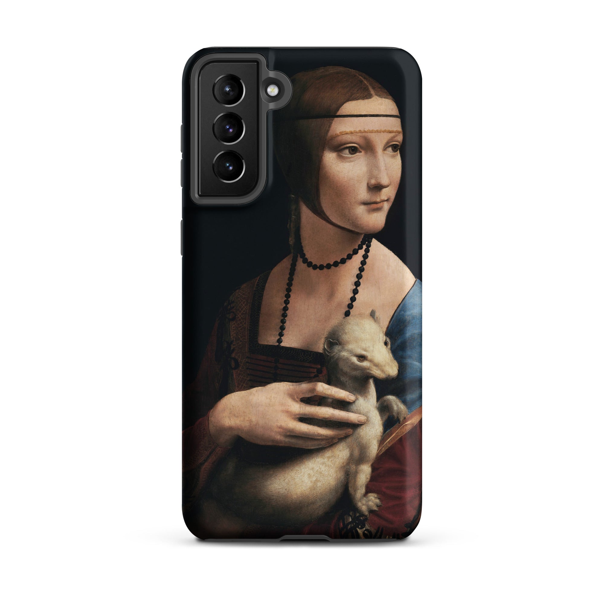 Lady with an Ermine Leonardo Da Vinci Samsung Case, Galaxy S21 Plus / Matte, Black Smartphone Case Classical Painting Woman Ermine