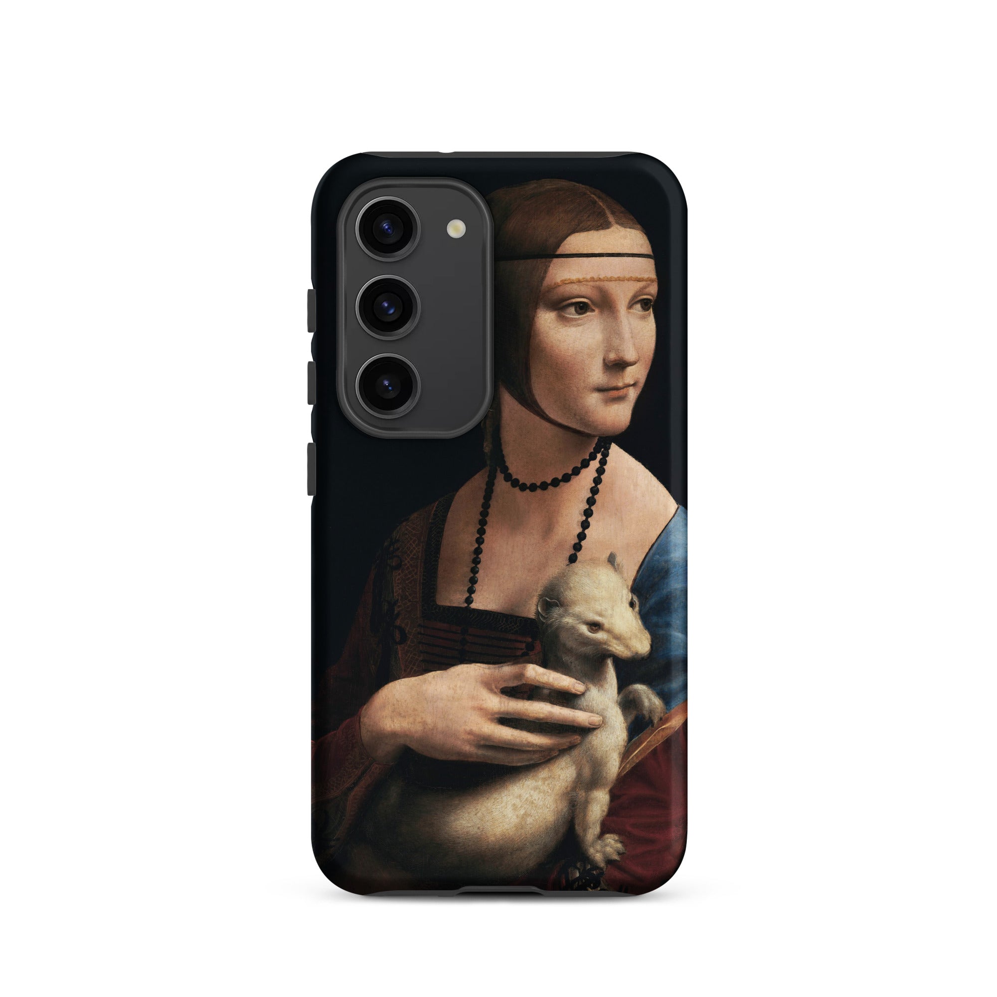 Lady with an Ermine Leonardo Da Vinci Samsung Case, Galaxy S23 / Matte, Black Smartphone Case Classical Painting Woman White Stoat