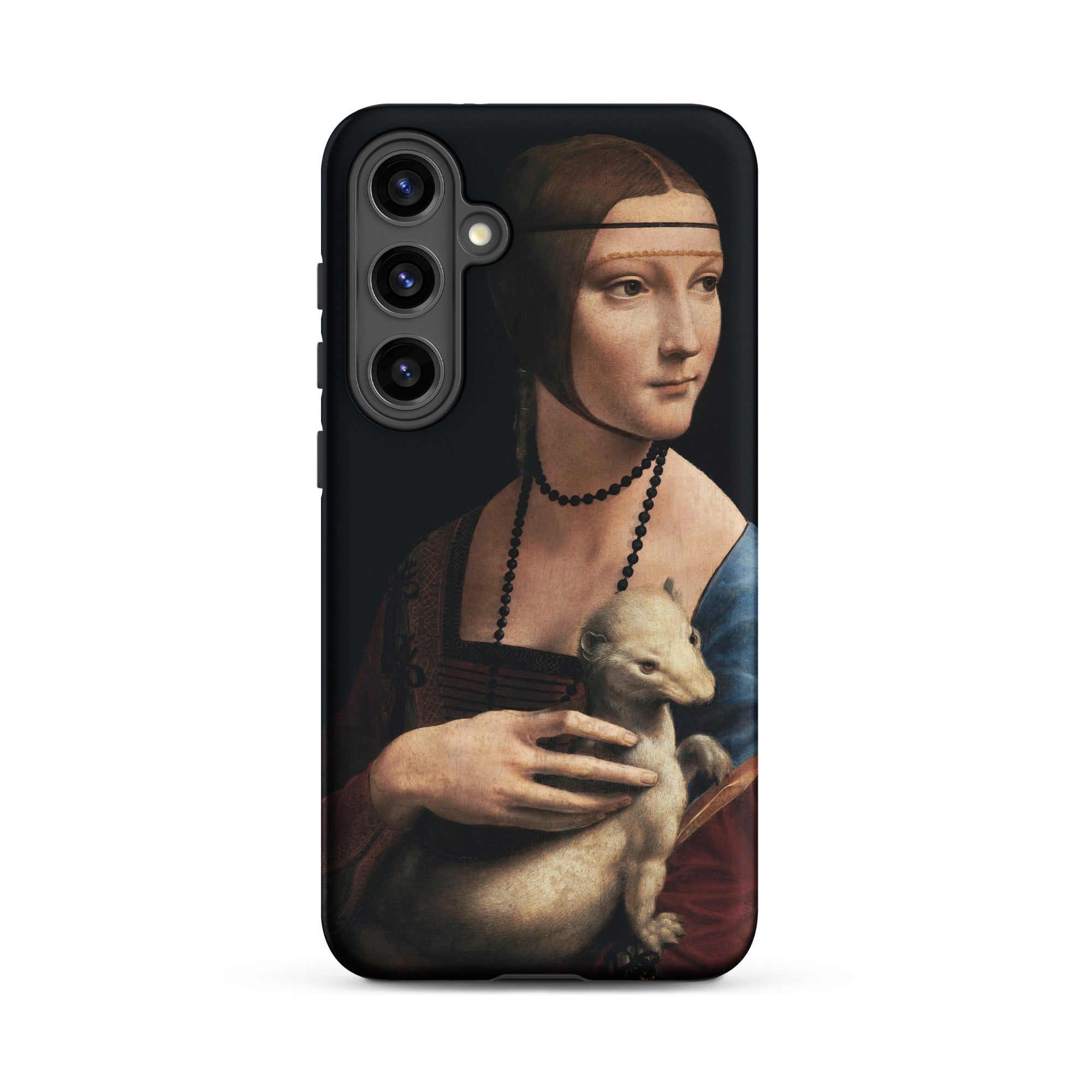 Lady with an Ermine Leonardo Da Vinci Samsung Case, Galaxy S24 Plus / Matte, Black Smartphone Case Classical Painting Woman White Stoat