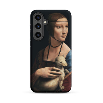 Lady with an Ermine - Leonardo Da Vinci Samsung Case, Galaxy S24 Plus / Matte, Black Smartphone Case Classical Painting Woman White Stoat