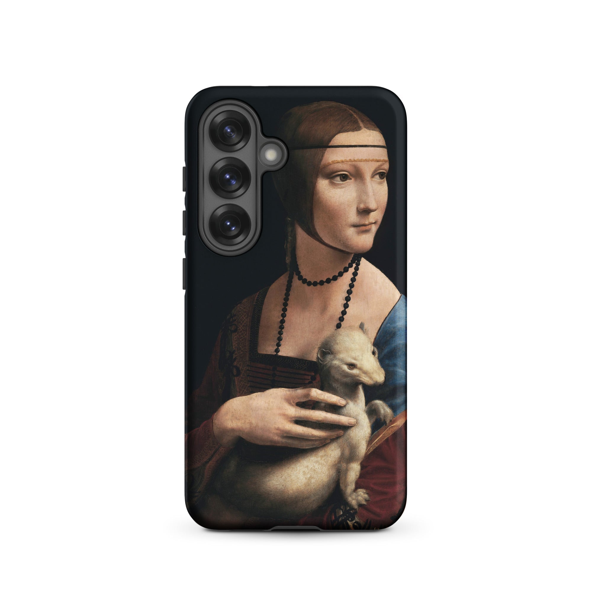 Lady with an Ermine Leonardo Da Vinci Samsung Case, Galaxy S25 / Matte, Black Smartphone Case Classical Painting Woman Ermine