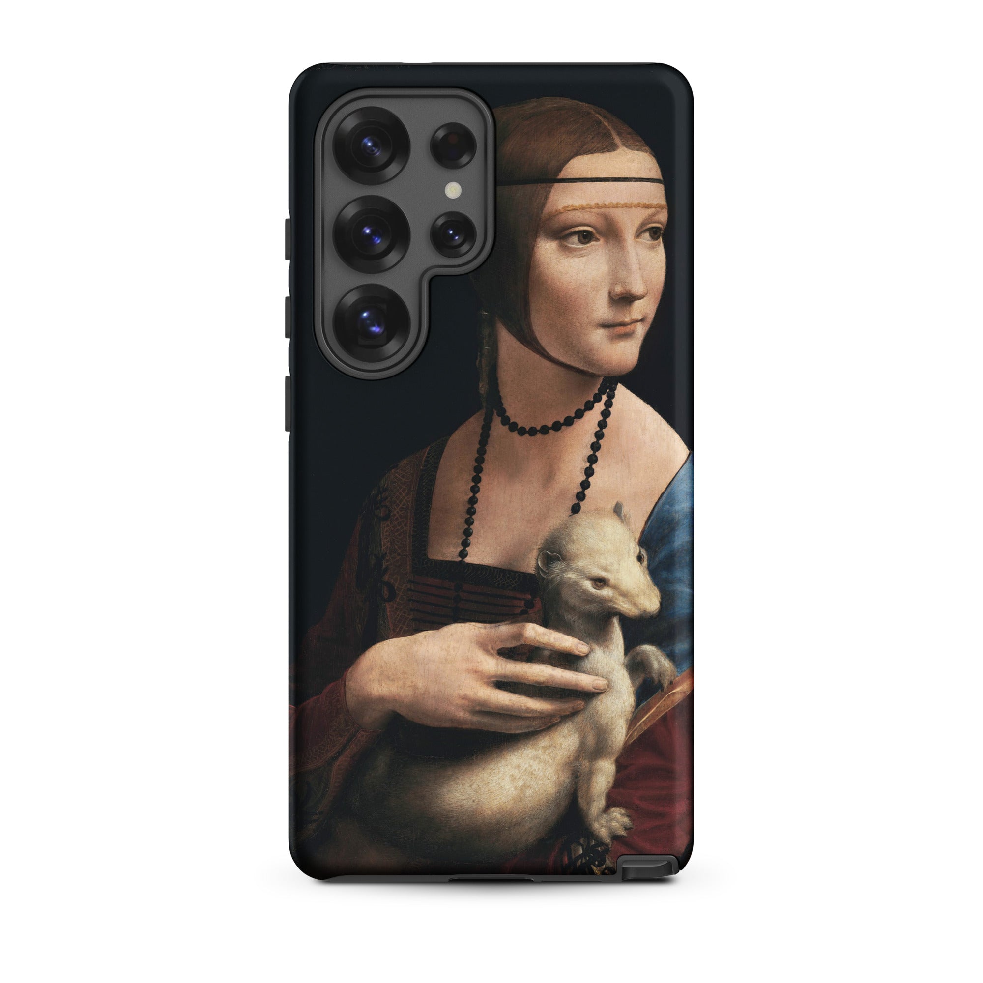 Lady with an Ermine Leonardo Da Vinci Samsung Case, Galaxy S25 Ultra / Matte, Black Smartphone Case Classic Portrait Woman Ermine