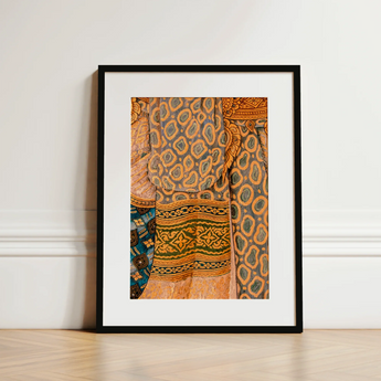 Lady in Waiting - Royal Siam Thai Mural Art Print / Canvas Framed Vibrant Intricately Patterned Textile Bold Captivating, Gilded Chambers
