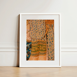 Lady in Waiting - Royal Siam Thai Mural Art Print / Canvas Framed Vibrant Patterned Textile Intricate Paisley Captivating, Gilded Chambers