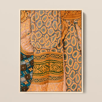 Lady in Waiting - Royal Siam Thai Mural Art Print / Canvas Framed Artwork Vibrant Patchwork Textile Intricate Paisley Geometric