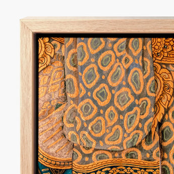 Lady in Waiting - Royal Siam Thai Mural Art Print / Canvas Wooden-framed Artwork Intricate Hand-painted Patterns Vibrant Orange Deep