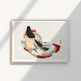 Framed Japanese Ukiyo-e Style Print Traditional Doll Ornate Kōno Bairei’s Lady, Meiji-era Geisha, Enigmatic Splendor
