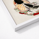 Framed Japanese Ukiyo-e Print Woman Ornate Kimono Floral Kōno Bairei’s Lady, Meiji-era Geisha, Enigmatic Splendor