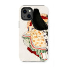 Lady in a Kimono Kōno Bairei Meiji Iphone Case, 13 Mini / Matte, Phone Case Traditional Japanese Style Illustration Woman Kimono Black