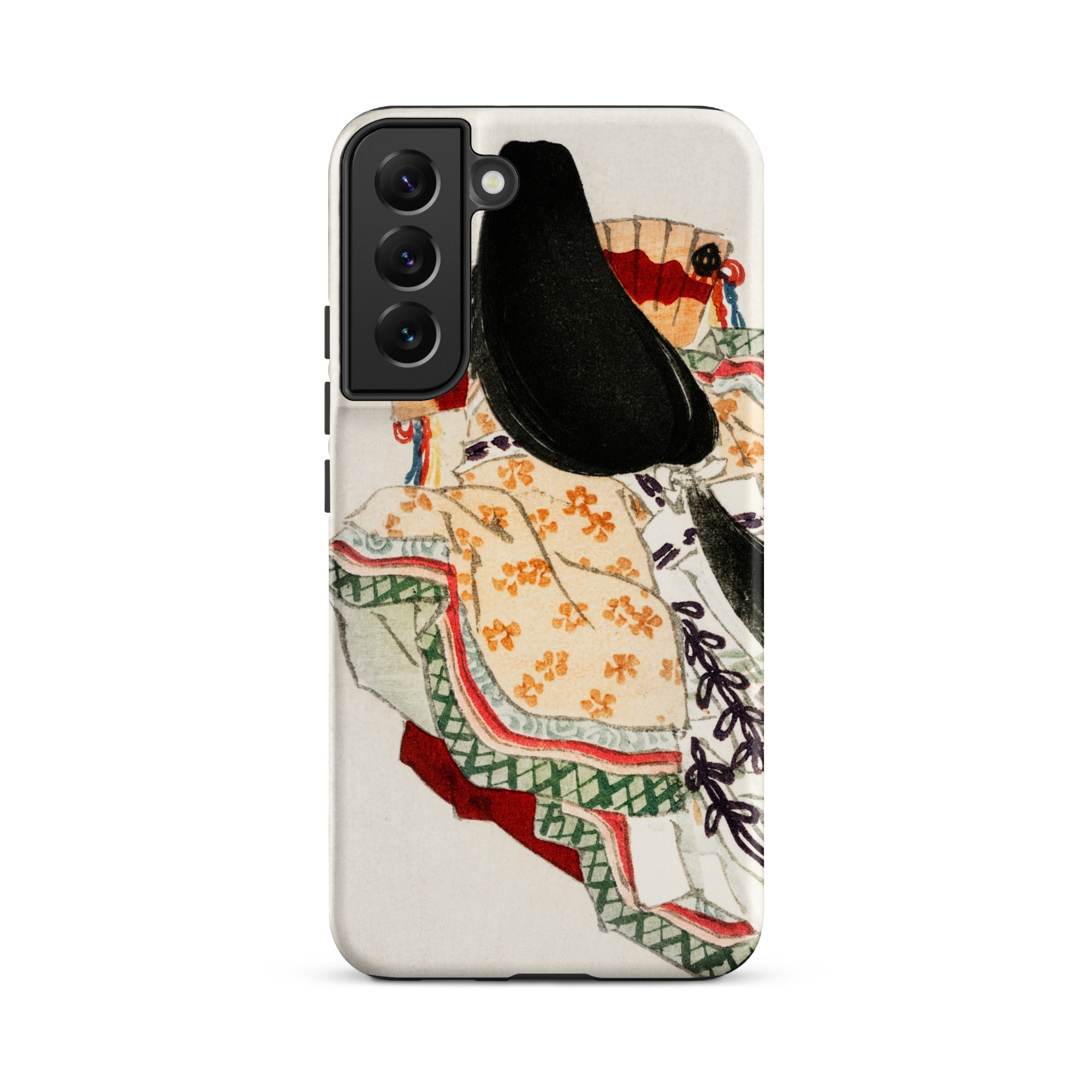Lady in a Kimono Kōno Bairei Meiji Samsung Case, Galaxy S22 Plus / Matte, White Smartphone Case Colorful Illustration Person Traditional