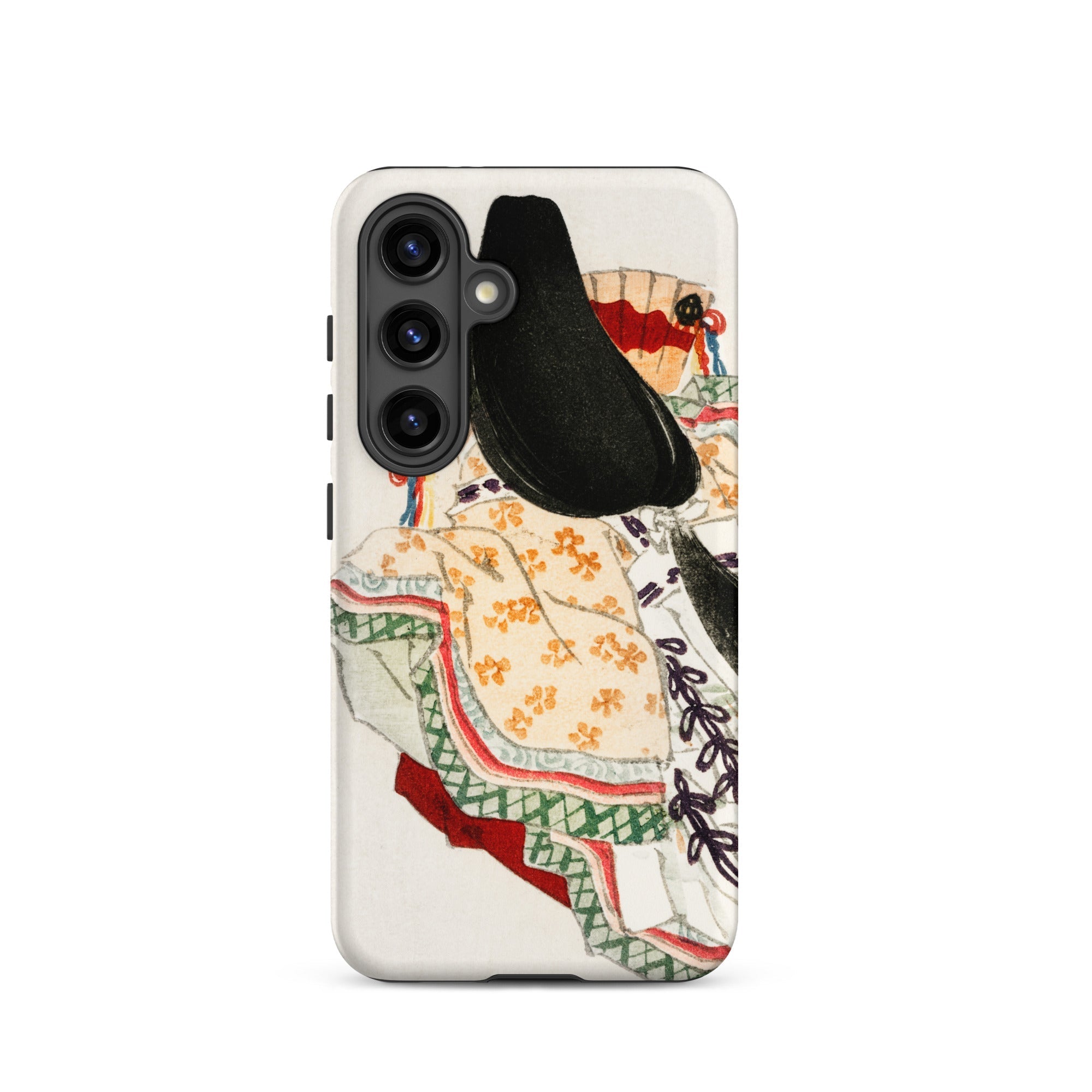 Lady in a Kimono Kōno Bairei Meiji Samsung Case, Galaxy S24 / Matte, White Smartphone Case Colorful Illustration Person Traditional Attire
