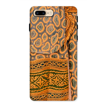 Lady in Waiting - Royal Siam Mural Iphone Case, 8 Plus / Matte, Decorative Phone Case Intricate Orange Gray Patterned Design