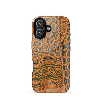 Lady in Waiting - Royal Siam Mural Phone Case Iphone 17 / Matte Brown Green Patterned Phone Case Elephant Design Otterbox Siamese Court
