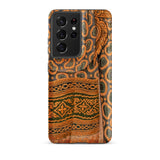 Lady in Waiting - Royal Siam Mural Phone Case Samsung Galaxy S21 Ultra / Matte Phone Case Intricate Vintage-inspired Pattern Shades Orange