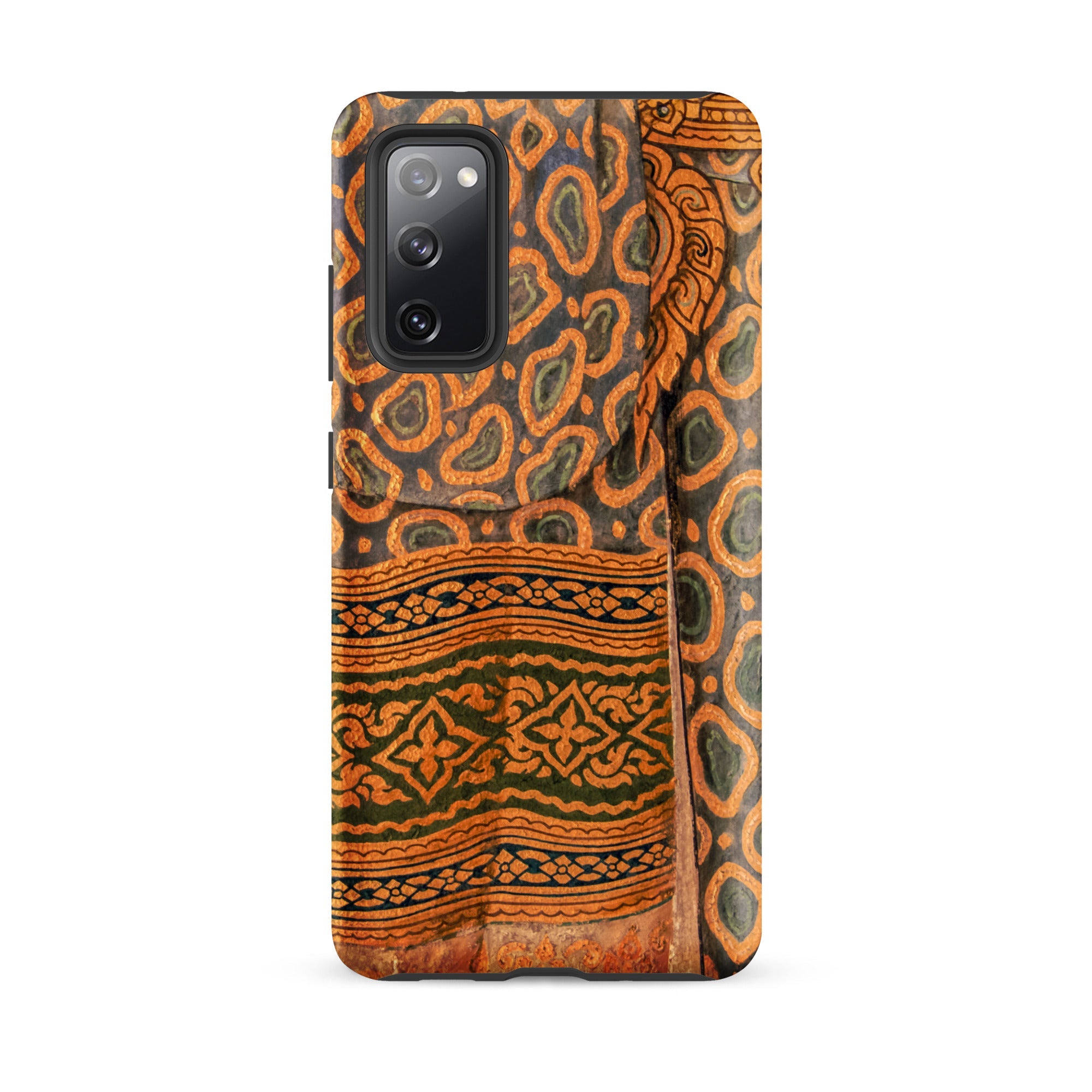 Lady in Waiting Royal Siam Mural Samsung Case, Glossy / Galaxy S20 Fe, Smartphone Case Ornate Traditional Fabric Like Pattern Shades Orange