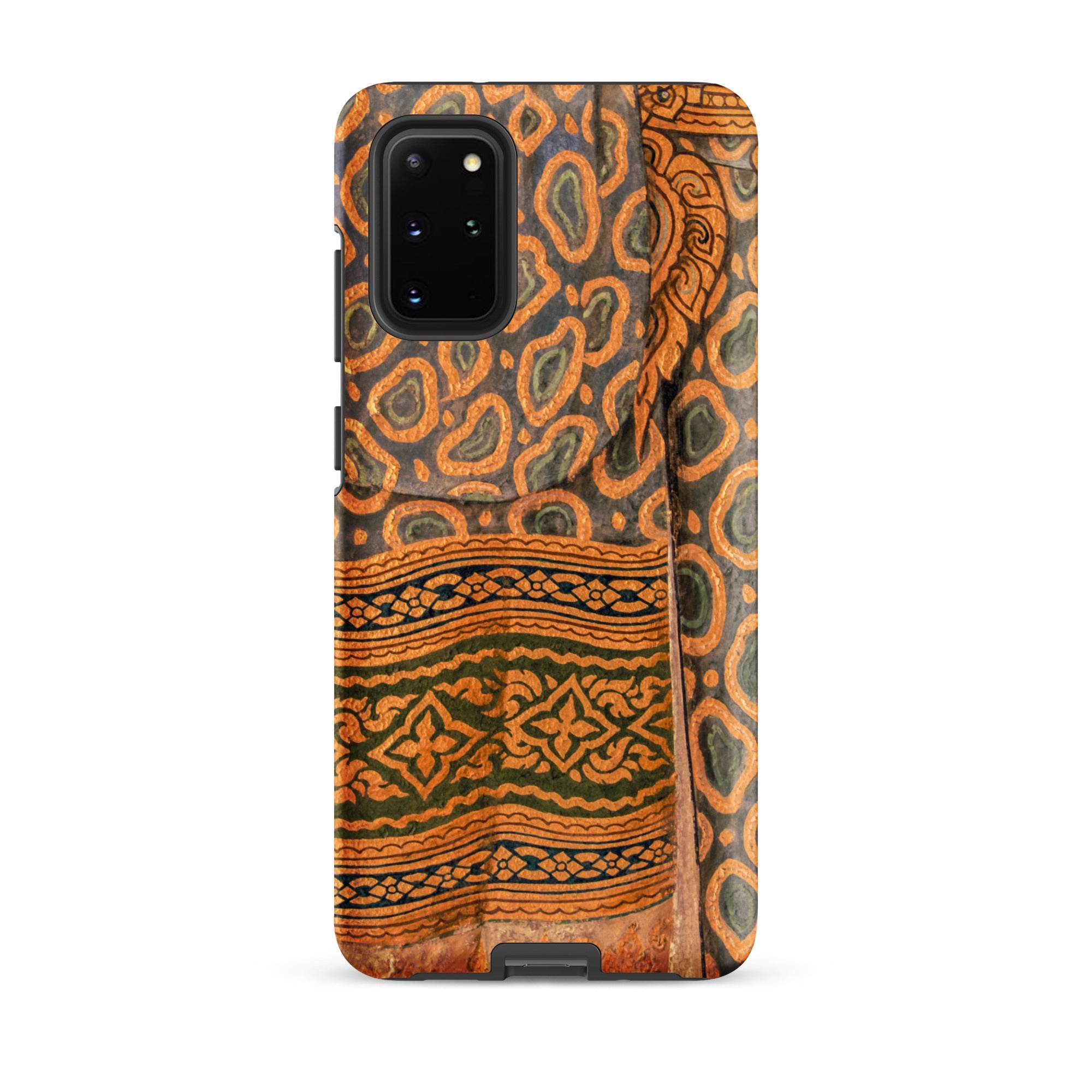 Lady in Waiting Royal Siam Mural Samsung Case, Glossy / Galaxy S20 Plus, Smartphone Decorative Case Ornate Pattern Shades Orange Black