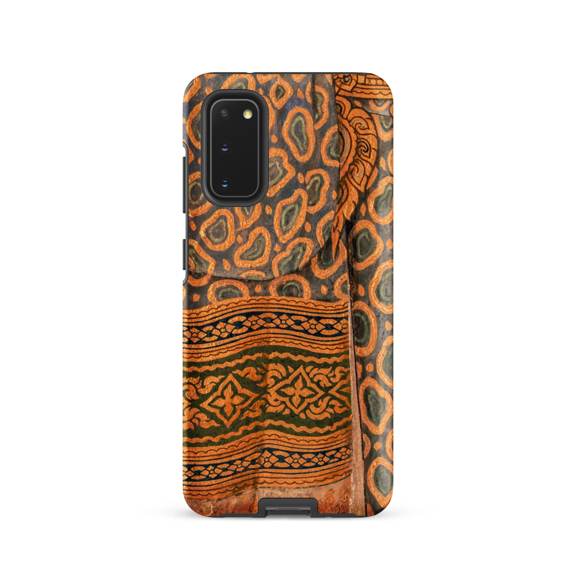 Lady in Waiting Royal Siam Mural Samsung Case, Glossy / Galaxy S20, Smartphone Case Intricate Orange Black Pattern