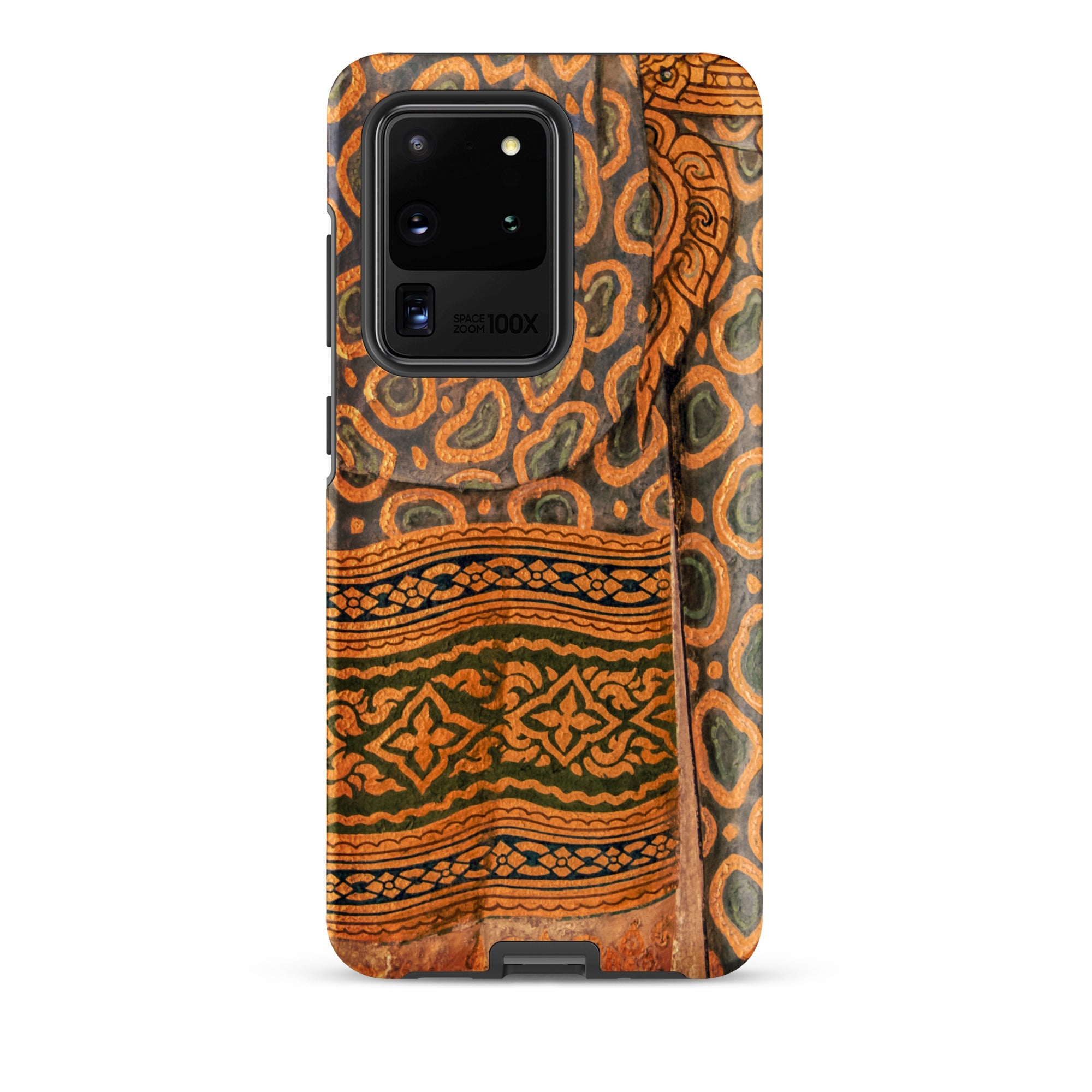 Lady in Waiting Royal Siam Mural Samsung Case, Glossy / Galaxy S20 Ultra, Smartphone Case Ornate Patterned Design Shades Orange Dark