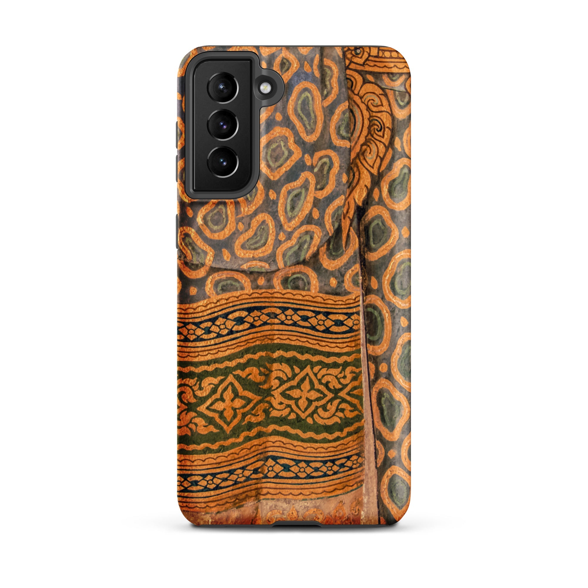 Lady in Waiting Royal Siam Mural Samsung Case, Glossy / Galaxy S21 Plus, Smartphone Case Ornate Patterned Design Warm Earthy Tones