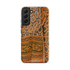 Lady in Waiting Royal Siam Mural Samsung Case, Glossy / Galaxy S22 Plus, Smartphone Case Dark Brown Orange Green Ornate Pattern