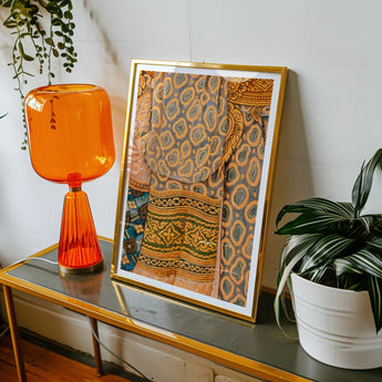Lady in Waiting - Royal Siam Thai Mural Art Print, Framed Artwork Colorful Patterned Textile Design