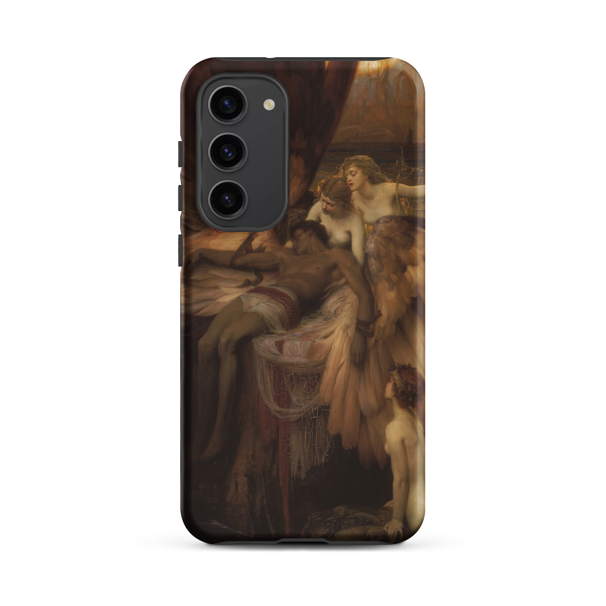 Lament for Icarus Herbert Draper Samsung Case, Galaxy S23 Plus / Matte, Black Smartphone Case Classical Painting Figures Seated Man