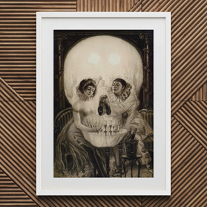 L’amour De Pierrot - Salvador Dali Art Print, 20x30’’ / 51x76cm / White Frame / 2’’ Matboard, Framed Optical Illusion Artwork Two Figures