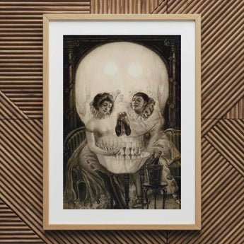 L’amour De Pierrot - Salvador Dali Art Print / Canvas Framed Optical Illusion Painting Two Women Skull Porcelain Skin Grazing, Salvador