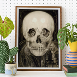 L’amour De Pierrot - Salvador Dali Art Print / Canvas Framed Optical Illusion Print Skull Formed Two Figures Porcelain Skin Grazing,