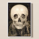 L’amour De Pierrot - Salvador Dali Framed Canvas, 12x18’’ / 31x46cm / White Floating Frame, Optical Illusion Painting Couple Table Skull