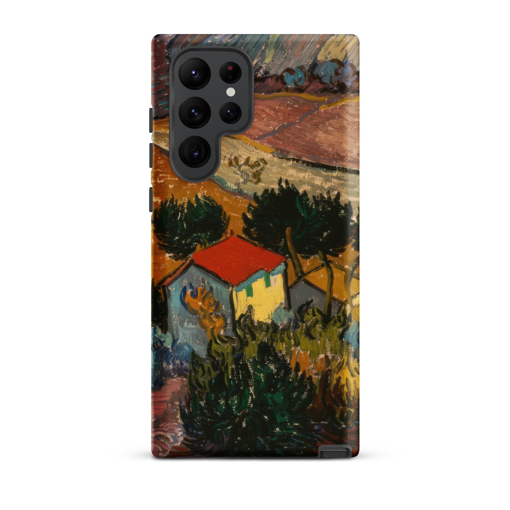 Landscape with House Vincent Van Gogh Samsung Case, Galaxy S22 Ultra / Matte, Smartphone Case Adorned Colorful Textured Landscape Painting