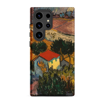 Landscape with House - Vincent Van Gogh Samsung Case, Galaxy S24 Ultra / Matte, Smartphone Case Vibrant Expressionistic Landscape Painting