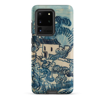 Blue Landscape with Houses - Vincent Van Gogh Phone Case Mobile Cases Phone Case Blue Cream-colored Impressionist Landscape Design Visible