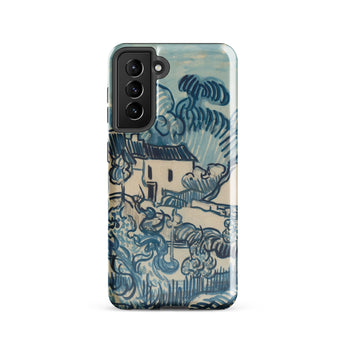 Blue Landscape with Houses - Vincent Van Gogh Phone Case Mobile Cases Phone Case Blue Beige Landscape Design Reminiscent Vincent Gogh’s