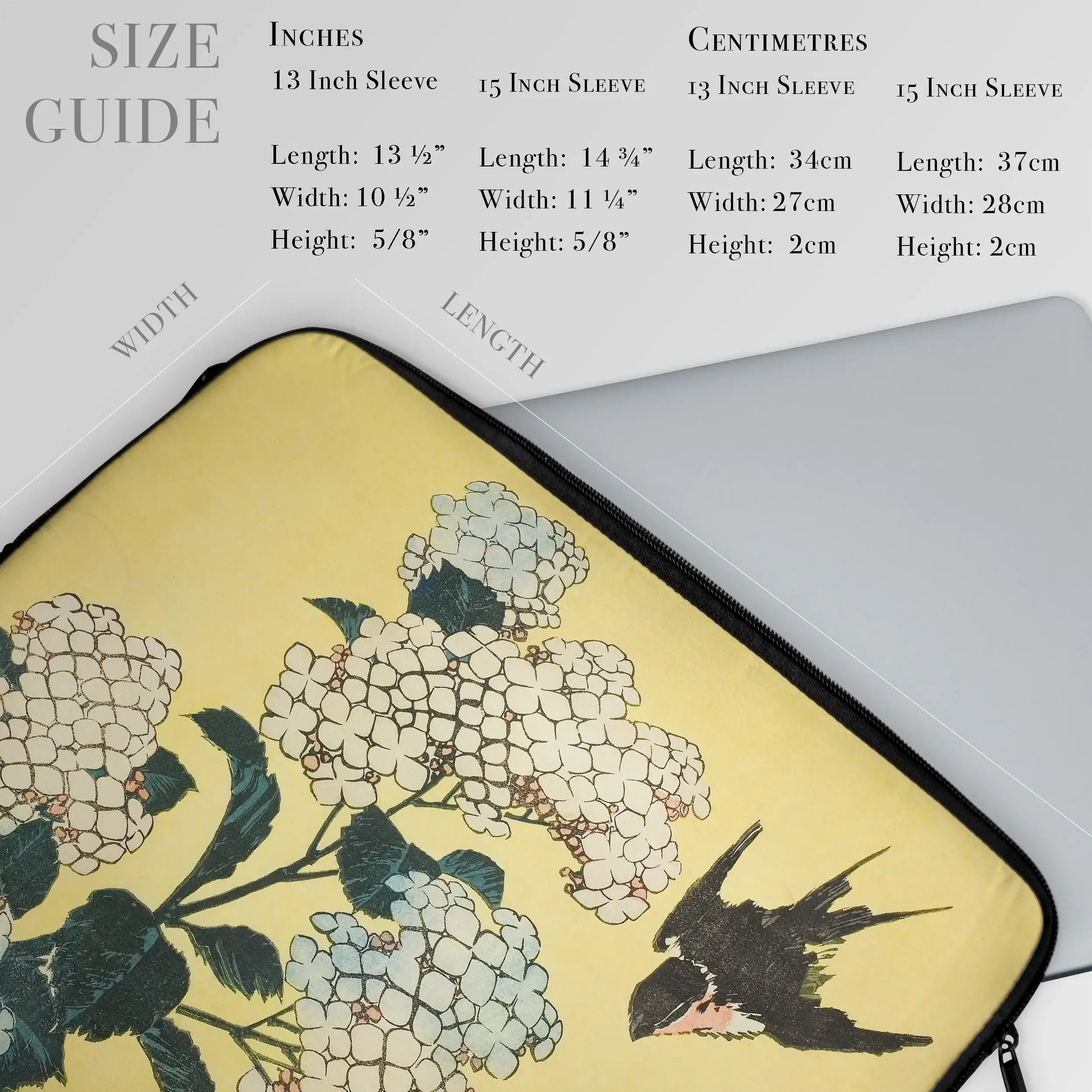 Hydrangea & Swallow - Katsushika Hokusai Laptop Sleeve Computer Covers Skins