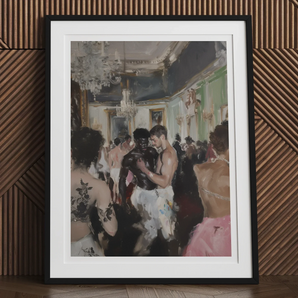 Last Dance - Luxe Vintage Gay Rave Art Print, 12x16’’ / 31x41cm / Black Frame / 2’’ Matboard, Framed Artwork Formal Dance Ballroom Scene
