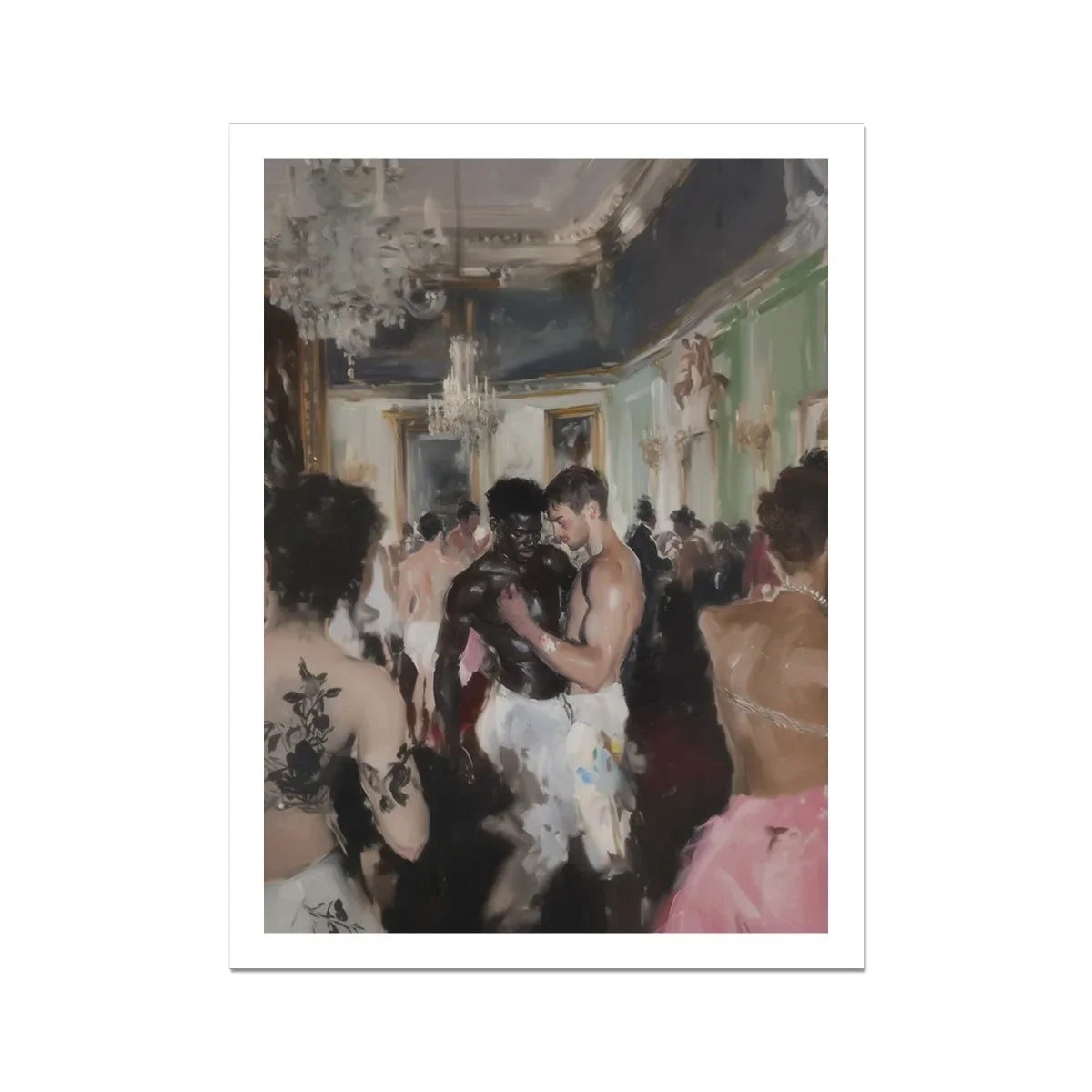 Last Dance Luxe Vintage Gay Rave Art Print, 18x24’’ / 46x61cm / Unframed, Couple Formal Attire