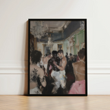 Black-framed Painting Elegant Ballroom Scene Figures Formal Attire Luxe Vintage Gay, Rave, Desire Waltzes Unbound