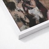 White Framed Art Print Painterly Depiction Figures Intimate Luxe Vintage Gay, Rave, Desire Waltzes Unbound
