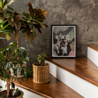 Last Dance - Luxe Vintage Gay Rave Art Print, Potted Houseplants Arranged Wooden Steps Framed Artwork