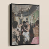Last Dance - Vintage Gay Rave Art Framed Canvas, Framed Oil Painting Ballroom Scene Two Men Center