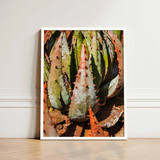 Framed Photograph Spiky Green Reddish-orange Succulent Plant Contemporary Botanical Artistry, Modern, Art