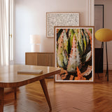 Layer Cake - Modern Botanical Succulent Art Print, Framed Colorful Painting Cactus Succulent Plant