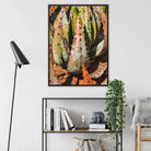 Layer Cake - Modern Succulent Framed Canvas, Framed Botanical Art Print Close-up Succulent Leaves Green