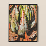 Layer Cake - Modern Succulent Framed Canvas, Succulent Plant Elongated Leaves Muted Green Pink Tones